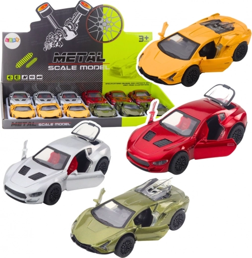 Coche deportivo metálico con motor de retroceso, luces y sonidos