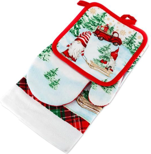 Set de cocina navideño TORO – guante, agarradera y paño de cocina, mezcla de motivos