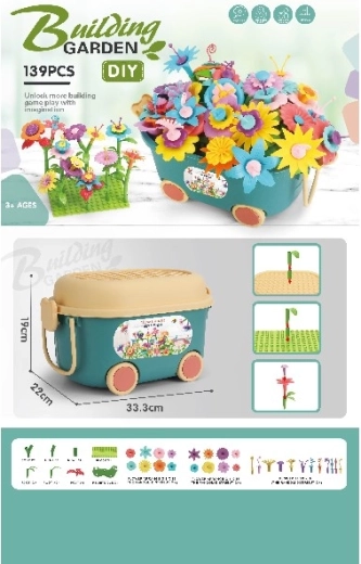 Set de construcción floral DIY: carretilla de jardín (139 piezas)