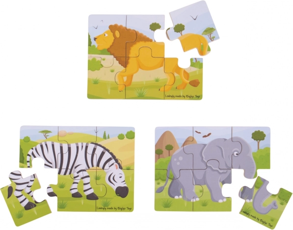Puzle de madera 3 en 1 Animales Safari BIGJIGS TOYS