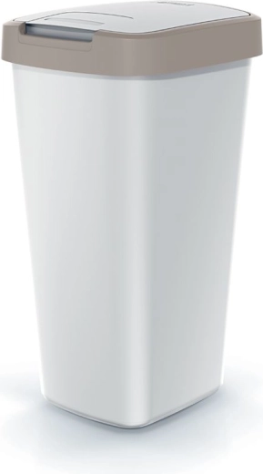Papelera Compacta Q Flap 25 l gris ceniza con tapa marrón claro