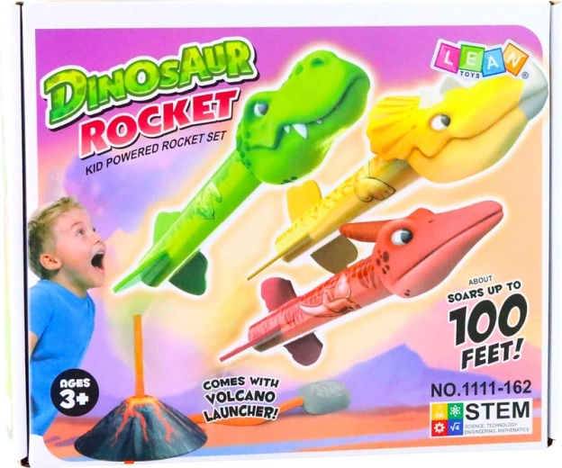 Diseño volcánico y tripulación de dinosaurios