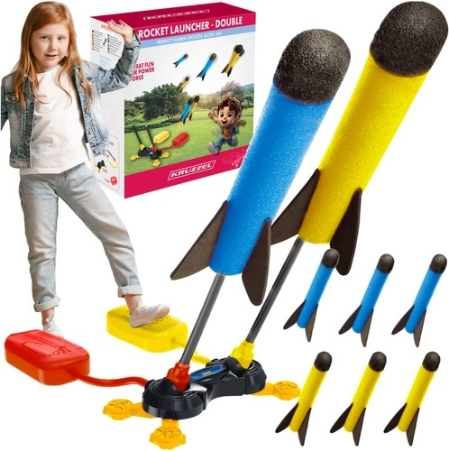 Juego infantil de doble lanzador de cohetes con cohetes de espuma
