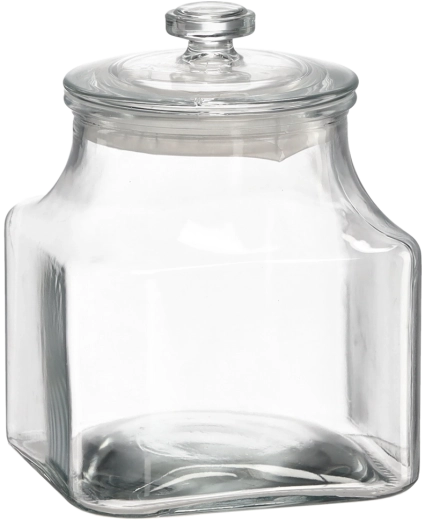 Tarro de vidrio cuadrado de 2,4 l con tapa de vidrio