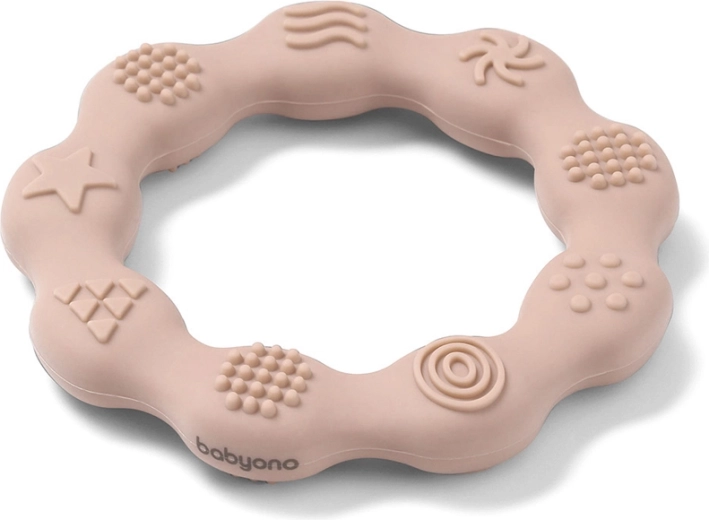 Mordedor de silicona Babyono en forma de anillo beige