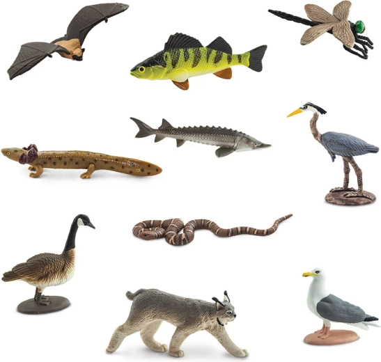 10 miniaturas de animales de la región de los Grandes Lagos