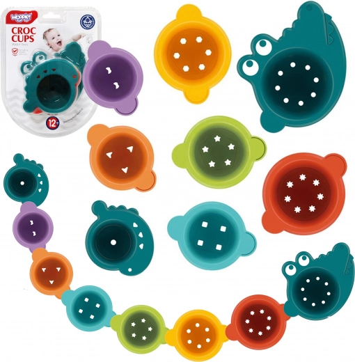 Vasitos de baño infantiles Woopie para trasvasar agua – set de 8 uds con motivo de cocodrilo