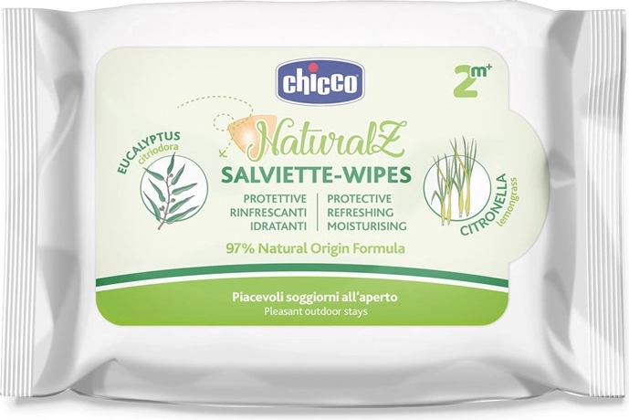 Toallitas protectoras y refrescantes contra insectos Chicco NaturalZ, 20 unidades