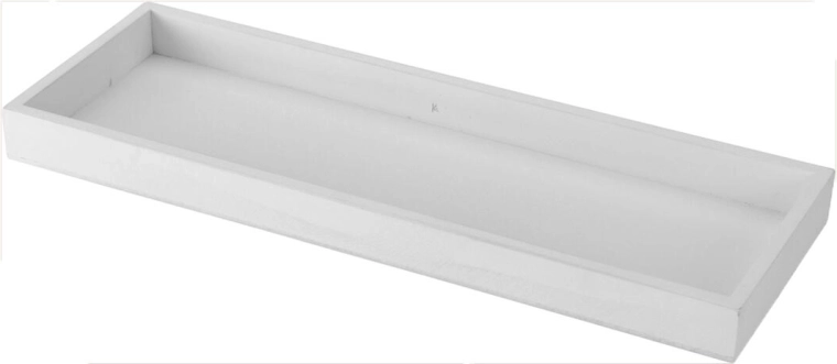 Bandeja decorativa de madera, blanca, 40 × 14 × 3 cm