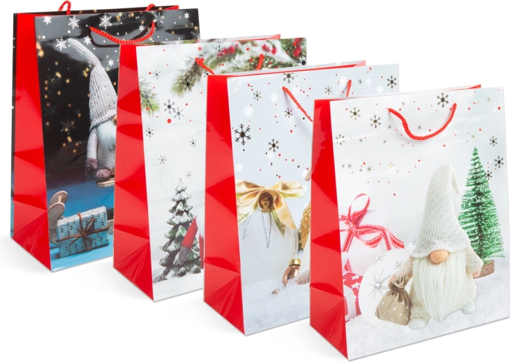 Bolsa de regalo navideña de papel para botella - 1 unidad
