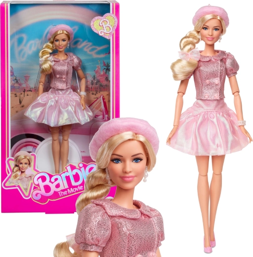 Muñeca de colección BARBIE con vestido rosa inspirada en la película
