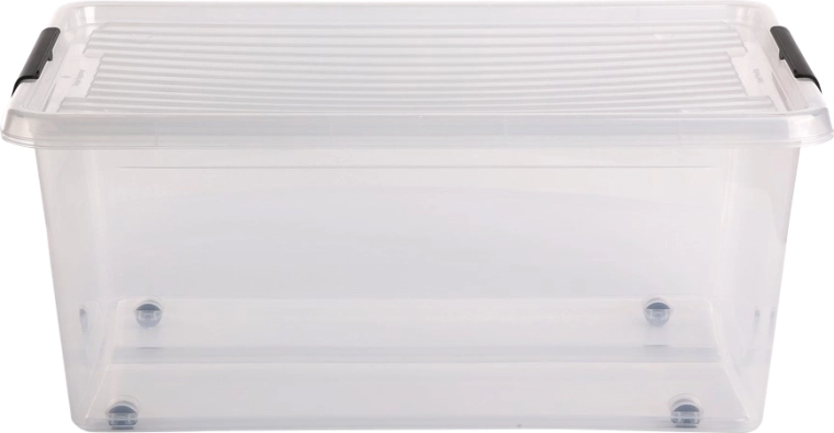 Caja de almacenamiento de plástico Simplestore con tapa sobre ruedas 40 l
