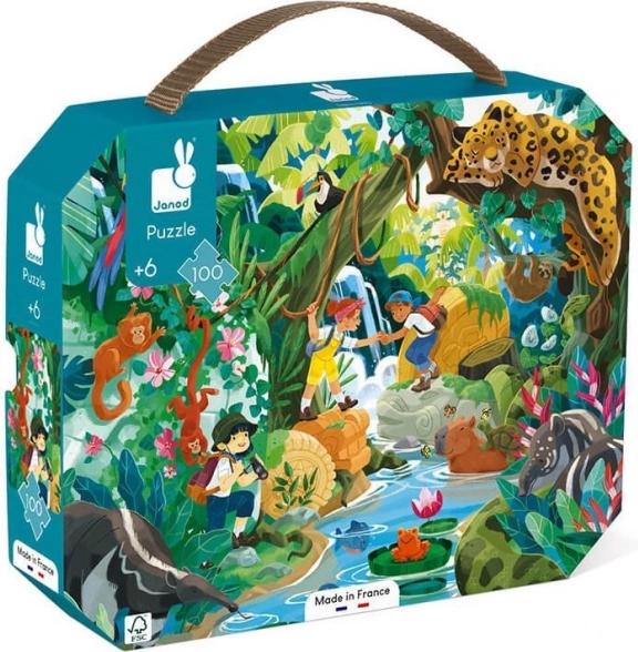Janod puzle en maletín aventura en la jungla 100 piezas