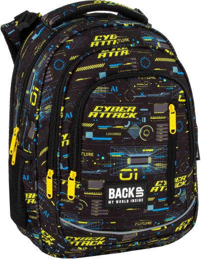 Mochila escolar BackUP Cyber Attack negra 26 l