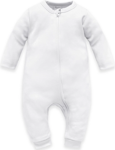 Pelele Pinokio con cremallera sin pies Lovely Day blanco liso, talla 62