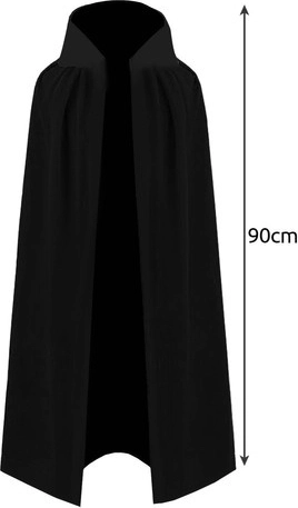 Capa negra larga con cuello (90 cm)