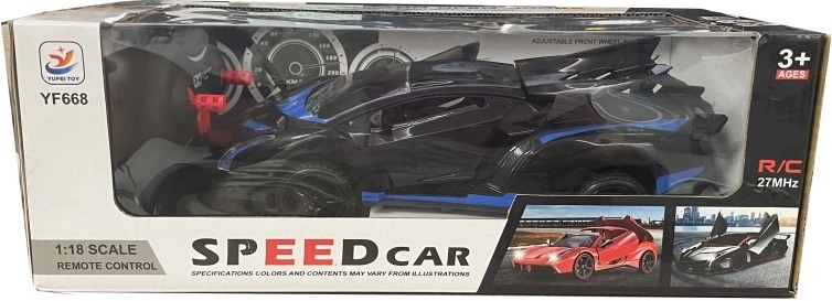 Coche RC deportivo 1:18 negro y azul