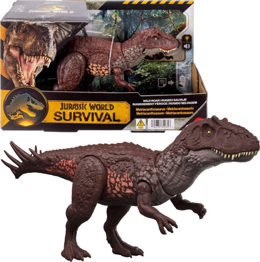 Dinosaurio interactivo Jurassic World Metriacanthosaurus con sonido y luz Mattel
