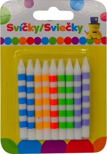 Velas de cumpleaños de colores con rayas, 18 uds
