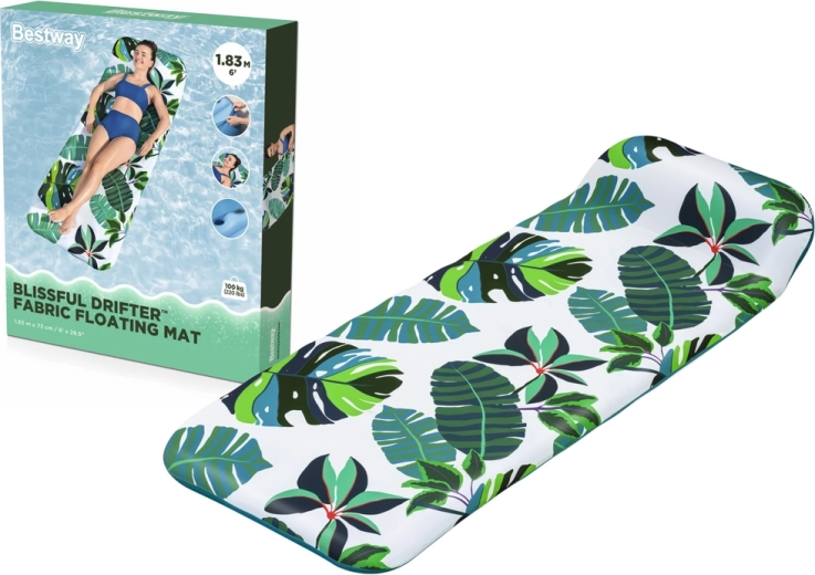 Colchoneta inflable para el agua con estampado de hojas de palmera