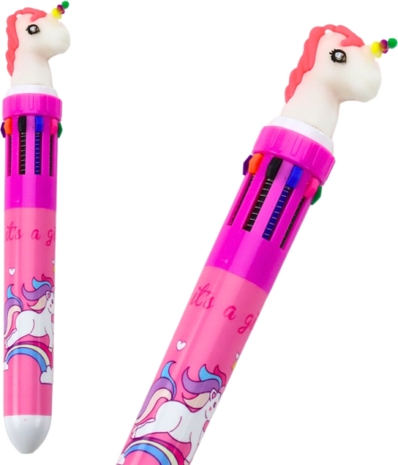 Bolígrafo multicolor Unicornio automático rosa