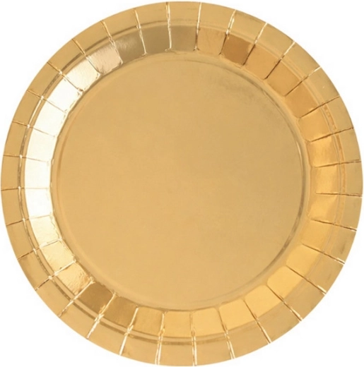 Platos de papel de color dorado - 8 unidades