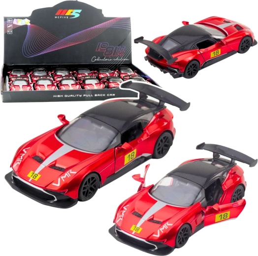Coche deportivo de carreras metálico 1:32 con tracción pull-back y puertas que se abren – rojo