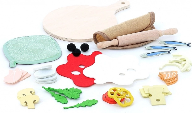 Vilac taller para hacer pizza – set de pizza de madera para niños