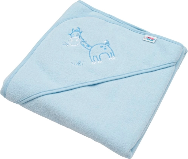 Toalla infantil de rizo con capucha NEW BABY 80 × 80 cm – jirafa azul