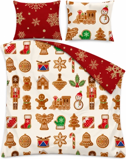 Ropa de cama de algodón SCANDIC Galletas de jengibre beige-roja 140 × 200 cm