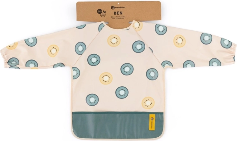 Petite&Mars babero con manga larga Ben green kiwi