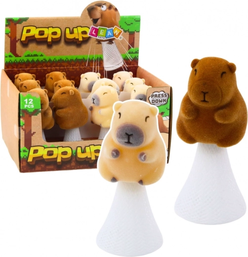 Capibara saltarina Pop Up beige marrón 10 cm