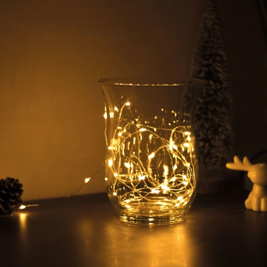 Cadena de luces LED navideñas de 5 m, 50 LED, blanco cálido