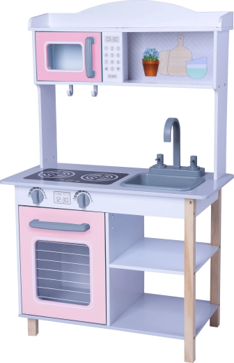 Cocina infantil de madera Babu rosa