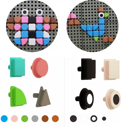 Masterkidz set de clavijas con formas geométricas 64 uds para paneles STEM