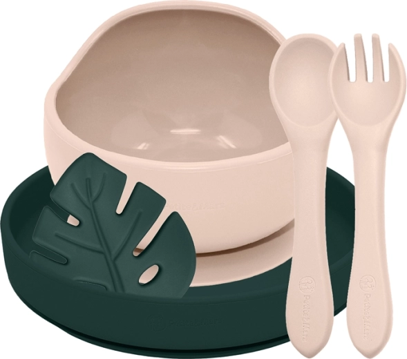 Petite&Mars set de comida de silicona Take&Match 4 pcs desert sand / misty green (6m+)