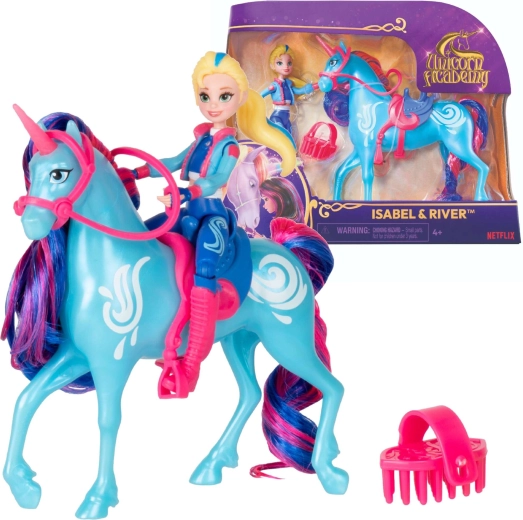 Unicorn Academy Isabel y River – figura de niña con unicornio y accesorios