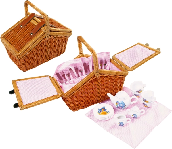 Cesta de picnic Romantik – juego de té infantil small foot (30 piezas)