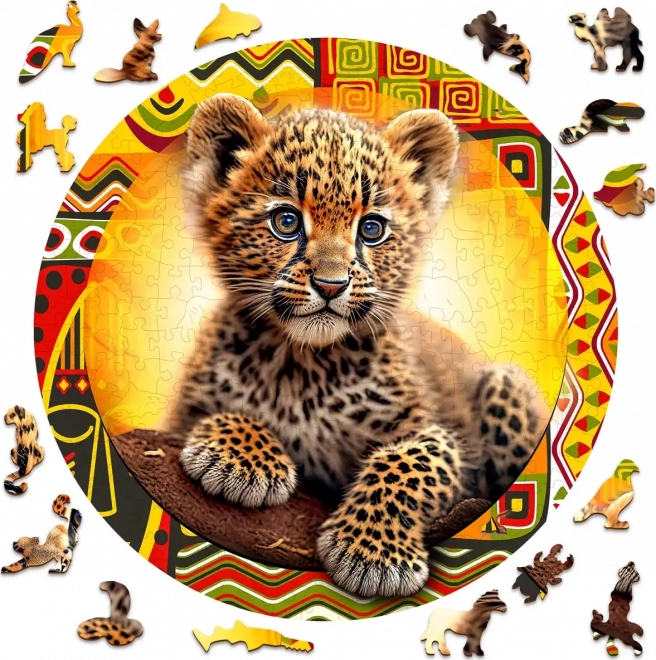 Rompecabezas de madera pequeño leopardo adorable, 250 piezas