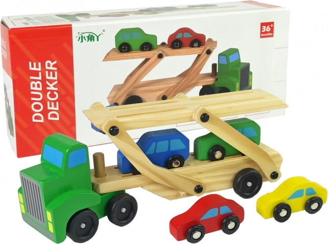 Conjunto de remolque verde de madera con cochecitos