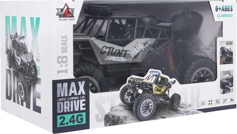 Coche de carreras stunt RC crawler 1:8 gris 4x4