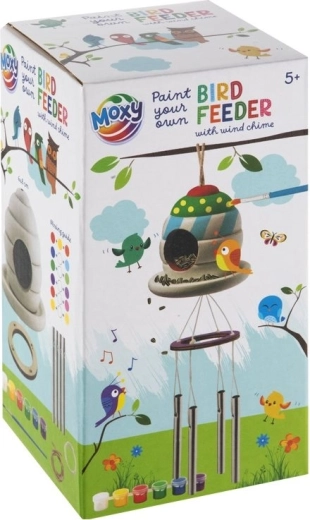 Comedero para pájaros Moxy con carrillón – set creativo para pintar