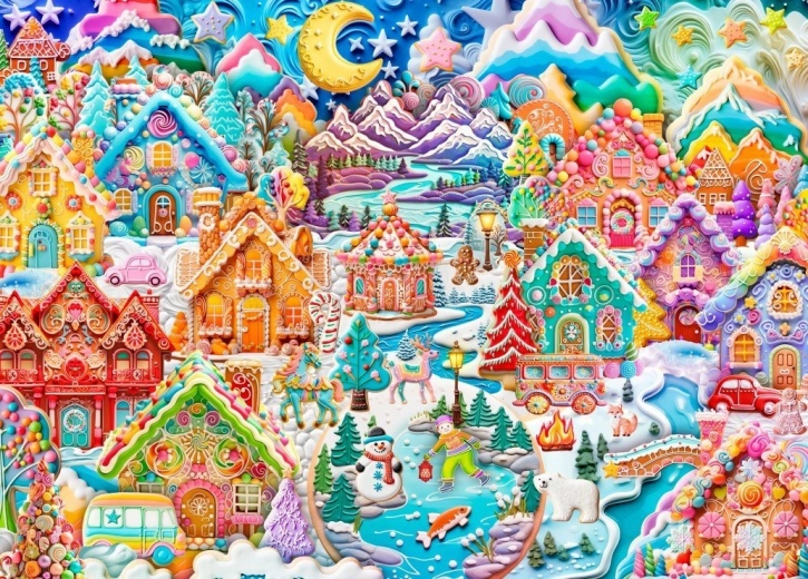 Puzzle Noche colorida en Cookietown 1500 piezas