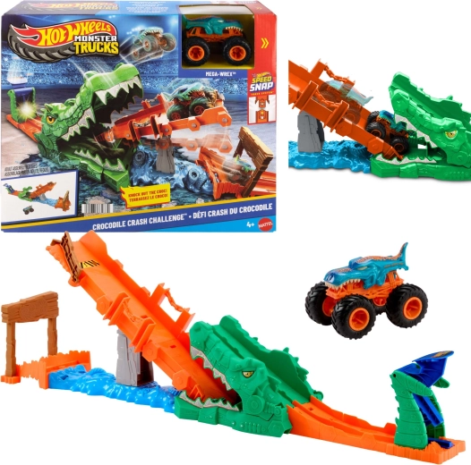 Hot Wheels Monster Trucks set acrobático de cocodrilo con coche Mega Wrex