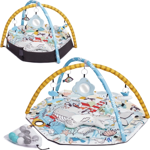 Manta de juego Kinderkraft Smartplay Sea con arco y pelotas
