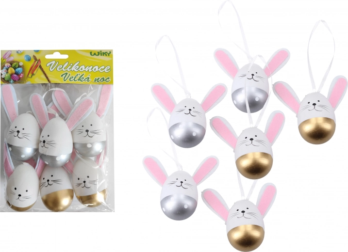 Huevos decorativos de plástico pintados para colgar 6 cm, 6 uds