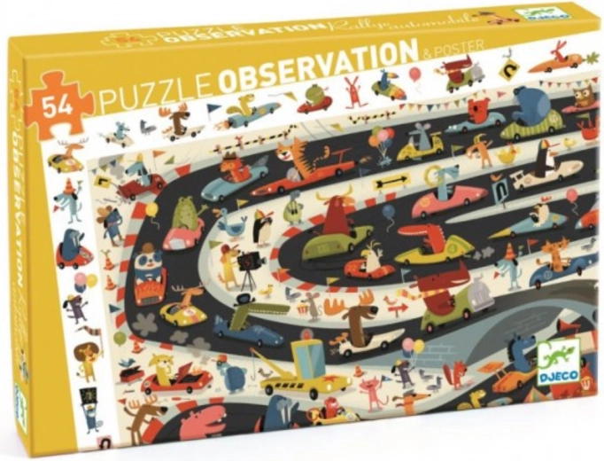 Puzzle de observación DJECO Rallye, 54 piezas