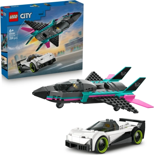 LEGO City jet vs. coche de carreras