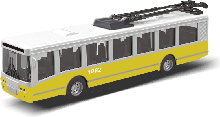Trolebús de transporte urbano con mecanismo de inercia 16 cm – amarillo