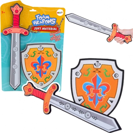 Set de caballero de espuma: escudo y espada con emblema de lirio (2 uds)